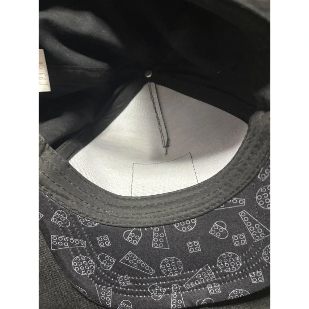 LEGO Black Snapback Hat Crown Velcro Patch Interchangeable Brick Pattern Brim
